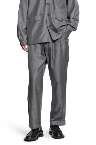 Tom Ford Pantaloni Leggeri In Seta Tinta Filo In Gray
