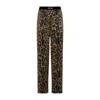 Tom Ford Camel Silk Blend Leopard Print Trousers In Brown