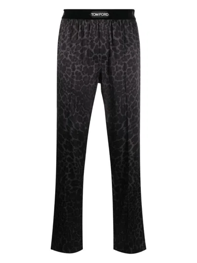 Tom Ford Pantaloni Leopardati In Blue