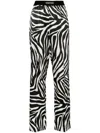 Tom Ford Zebra-print Silk-blend Satin Straight-leg Pants In Beige