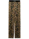 Tom Ford Multicolor Pants With Logo Patch On The Waist And All-over Leopard Print In Silk Stretch Wo In Beige
