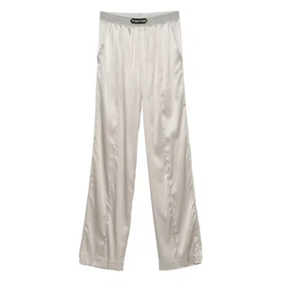 Tom Ford Wide-leg Trousers With Satin Finish In Metallic
