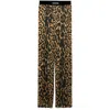 Tom Ford Multicolor Pants With Logo Patch On The Waist And All-over Leopard Print In Silk Stretch Wo In Mutlicolor