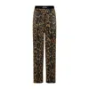 Tom Ford Leopard Silk Straight Leg Trousers In Brown