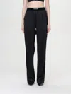 Tom Ford Black Loose Pants With Logo In Stretch Silk Woman  In Black