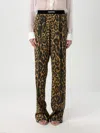 Tom Ford Multicolor Pants With Logo Patch On The Waist And All-over Leopard Print In Silk Stretch Wo In Brown