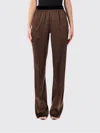 Tom Ford Brown Pants With Elastic Waist And Logo Lettering In Stretch Silk For Women In Brown