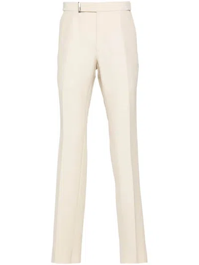 Tom Ford Trousers With Logo In Neutral