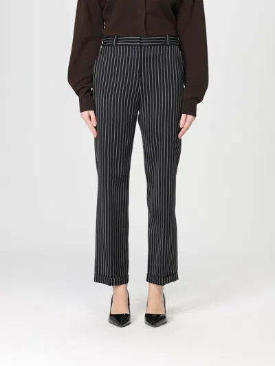 Tom Ford Striped Wool And Cotton Pant In Black