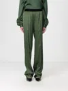 Tom Ford Green Pants With Elastic Waist With Logo Lettering In Silk Stretch Woman In Green