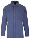 Tom Ford Lyocell Shirt With Rear Yoke And Button-down Collar In Blue