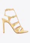 Tom Ford Laminated Leather Sandals With Croco Print In Gold