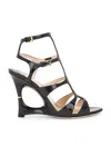 Tom Ford Paradis Cutout Croc-effect Leather Wedge Sandals In Black