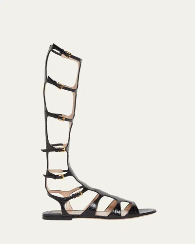 Tom Ford Paradis Knee-high Gladiator Sandals In Black