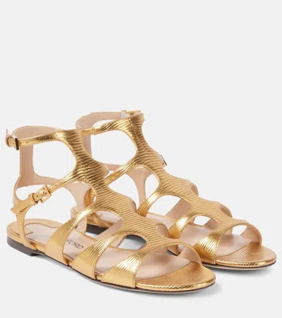 Tom Ford Paradis Metallic Leather Sandals