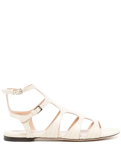 Tom Ford Croc-effect Leather Sandals In Ivory