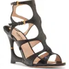 Tom Ford Paradis Cutout Croc-effect Leather Wedge Sandals In Black