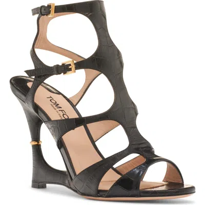 TOM FORD TOM FORD PARADISE CAGE CROC EMBOSSED SANDAL