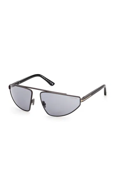 Tom Ford Parker Aviator-frame Metal Sunglasses In Grey