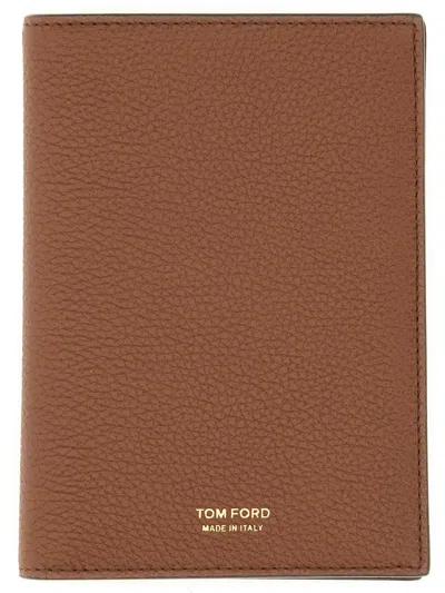 Tom Ford Passport Holder With Logo In Brown
