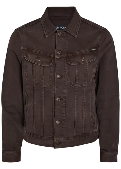 Tom Ford Patch Pocket Denim Jacket In Brown