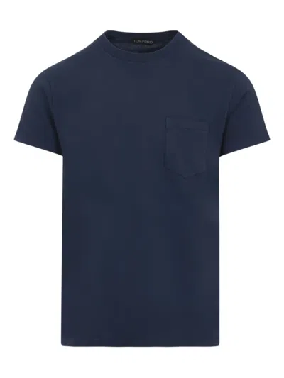 Tom Ford Patch-pocket Short-sleeve T-shirt In Blue