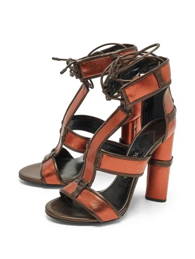 Pre-owned Tom Ford Patchwork Ankle Strap Sandals In Orange