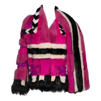 Pre-owned Tom Ford Patchwork Fur Jacket In Pink And Black, Fw 2013