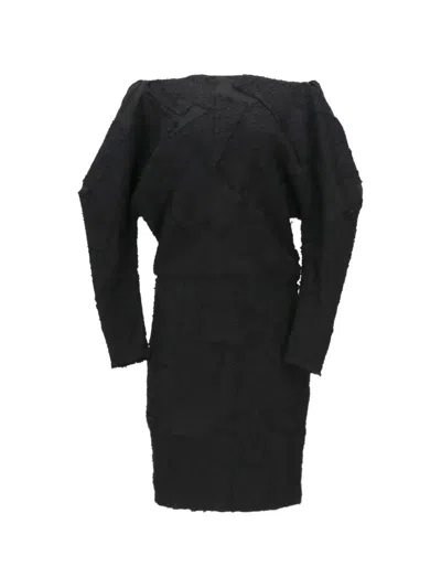 Tom Ford Patchwork-effect Textured-finish Mini Dress In Gray