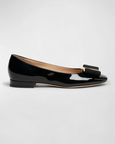 Tom Ford Patent Bow Ballerina Flats In Black