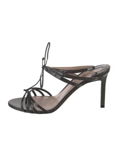 Pre-owned Tom Ford Patent Leather Animal Print Sandals In Black