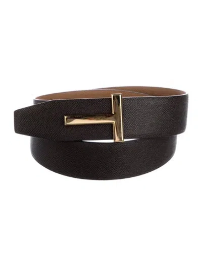 Pre-owned Tom Ford Patent Leather Belt Kit In Brown
