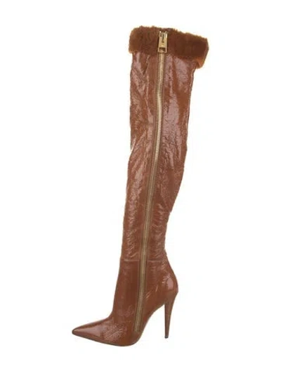 Pre-owned Tom Ford Patent Leather Boots In Brown