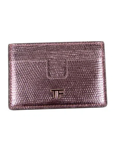 Pre-owned Tom Ford Patent Leather Card Holder In Metallic/pink