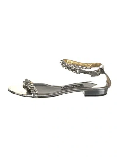 Pre-owned Tom Ford Patent Leather Chain-link Accents Sandals