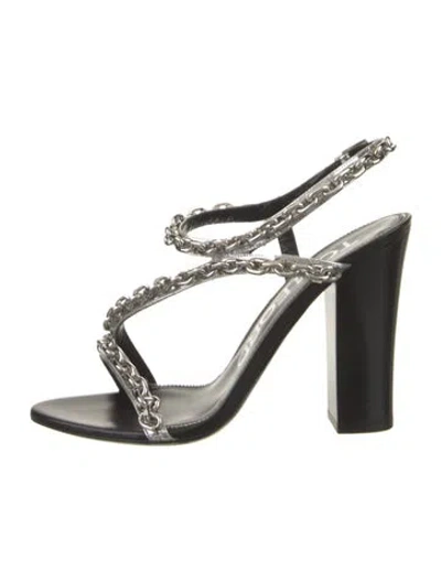 Pre-owned Tom Ford Patent Leather Chain-link Accents T-strap Sandals