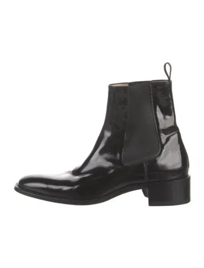 Pre-owned Tom Ford Patent Leather Chelsea Boots In Black