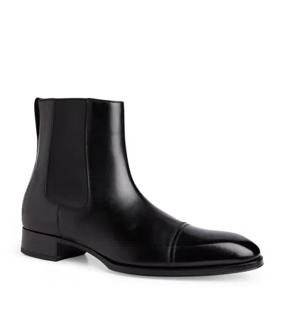 Tom Ford Edgar Polished Leather Chelsea Boots In Black