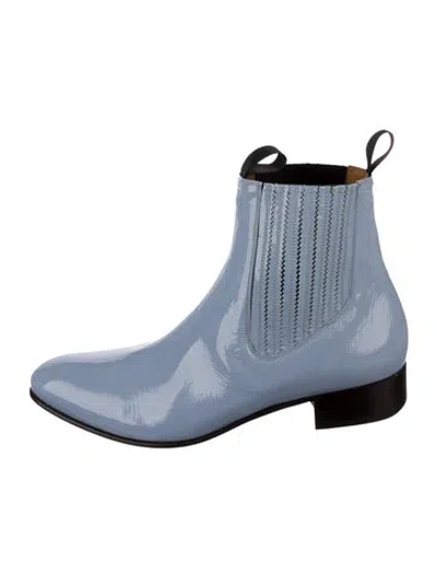 Pre-owned Tom Ford Patent Leather Chelsea Boots In Blue