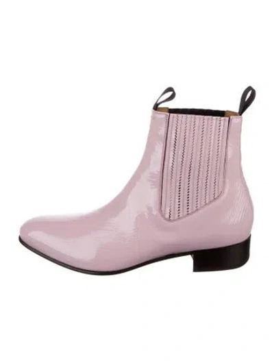 Pre-owned Tom Ford Patent Leather Colorblock Pattern Chelsea Boots In Pink