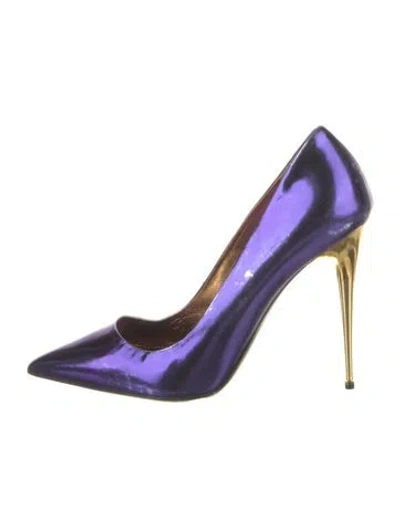 Pre-owned Tom Ford Patent Leather Colorblock Pattern Pumps In Purple