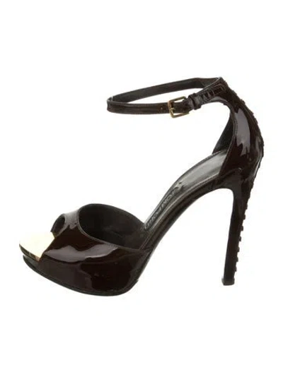 Pre-owned Tom Ford Patent Leather D'orsay Pumps In Brown
