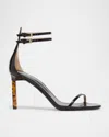 Tom Ford Patent Leather Double Ankle Strap Sandals In Multi