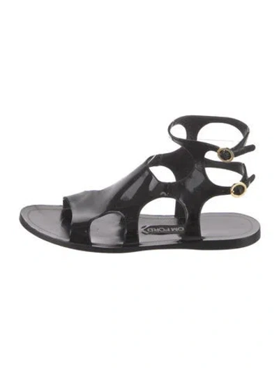 Pre-owned Tom Ford Patent Leather Gladiator Sandals In Black