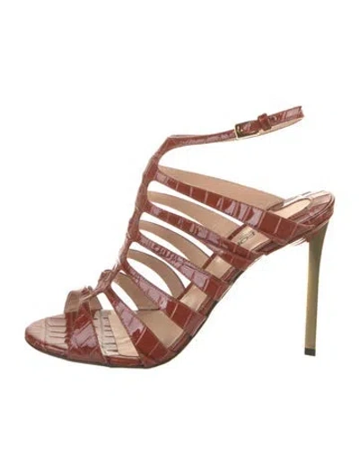 Pre-owned Tom Ford Patent Leather Gladiator Sandals In Brown