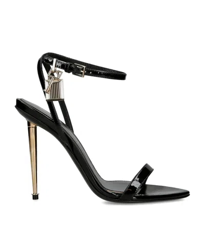 Tom Ford Patent Leather Padlock Sandals 105 In Black