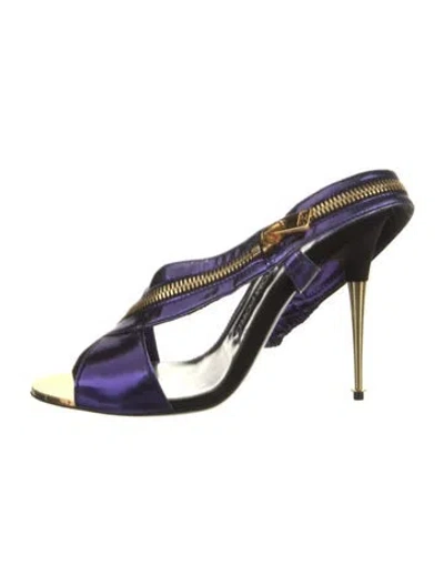 Pre-owned Tom Ford Patent Leather Printed Slides