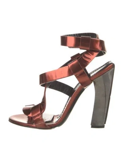 Pre-owned Tom Ford Patent Leather Sandals In Orange