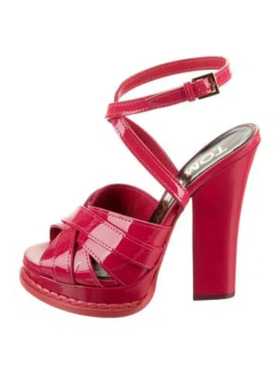Pre-owned Tom Ford Patent Leather Sandals In Red