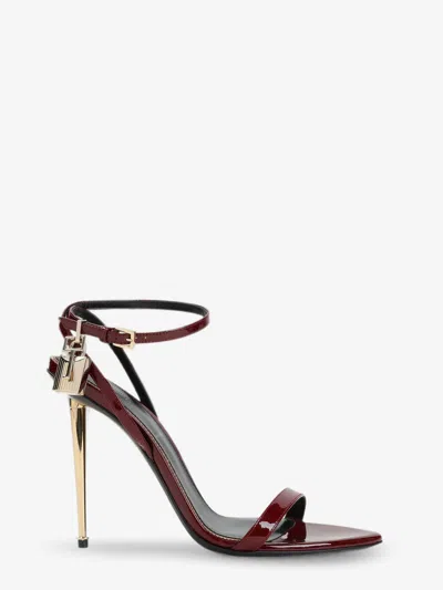 Tom Ford Patent Leather Sandals With Iconic Metal Padlock In Red